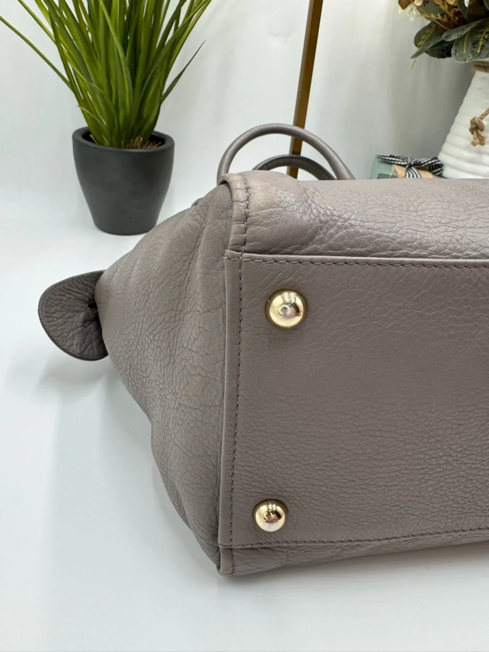 See by Chloé Taupe Pebbled Leather Satchel Bag | Gold Hardware | Authentic - Picture 6 of 13